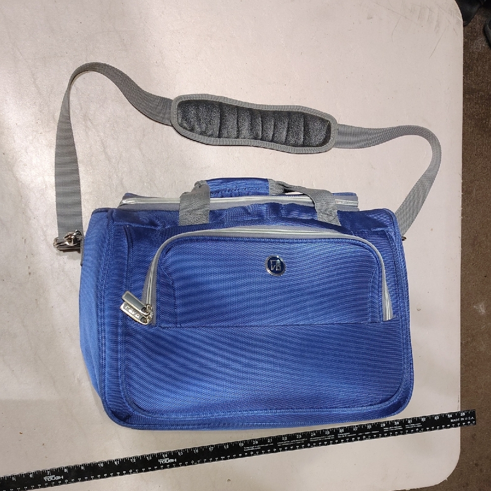 Sleek Blue Duffel Bag with Gray Accents
